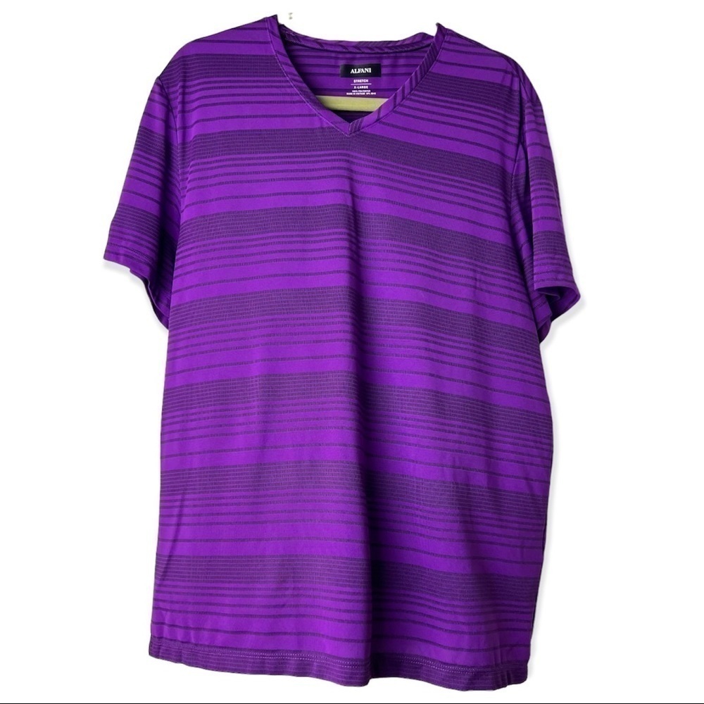 Alfani Stretch Purple Short Sleeve Top T-Shirt. Size XL